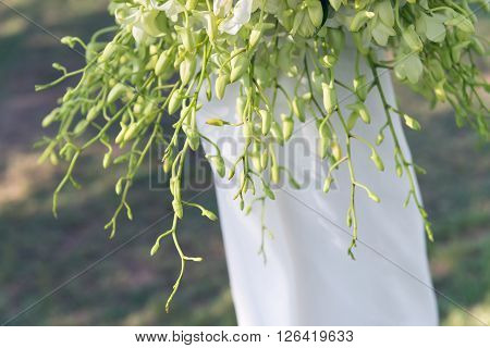 wedding decorations and arrangement flowers wedding sand ceremony. selective focus.