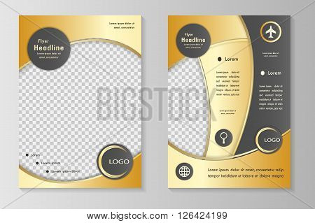 Vector flyer template design with front page and back page. Business brochure or cover