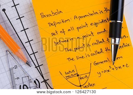 Lecture Notes In Mathematics. Parabolas And Quadratic Theory.