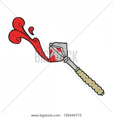 freehand drawn cartoon bloody medieval mace