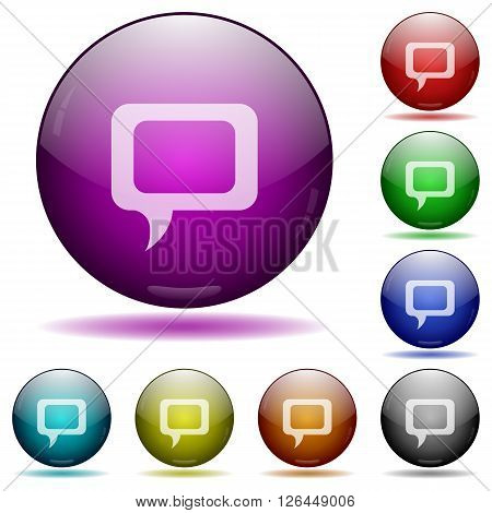 Set of color comment glass sphere buttons with shadows.