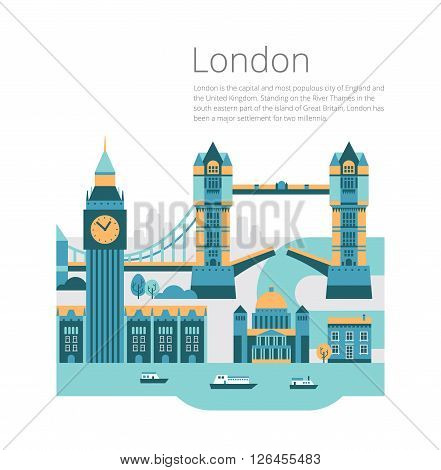 London City architecture vector illustration. Travel and tourism background.