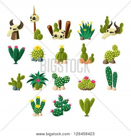 Death Valley Flat Vector Design Icons Set Of Isolated Items on White Background