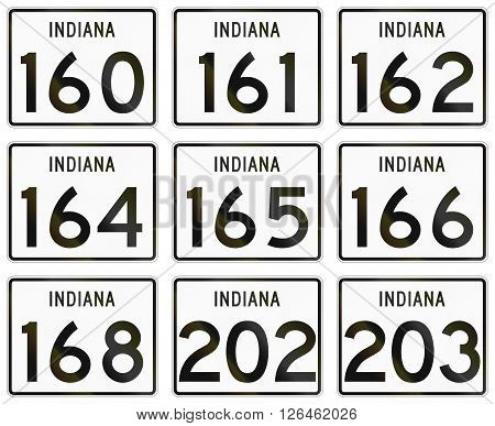Collection Of Indiana Route Shields Used In The United States
