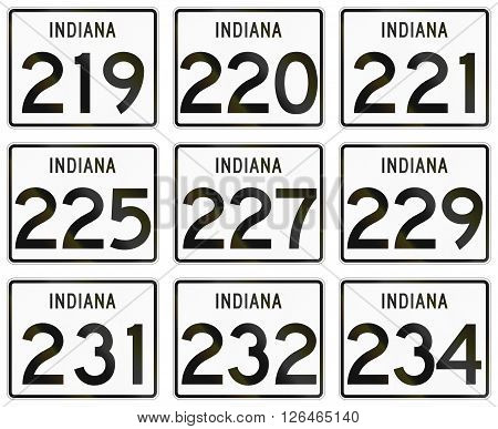 Collection Of Indiana Route Shields Used In The United States