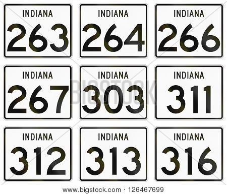 Collection Of Indiana Route Shields Used In The United States