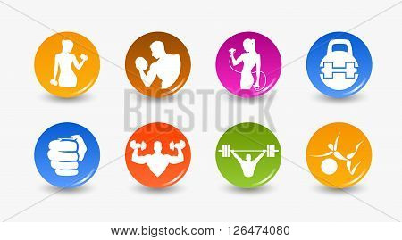 Icon weightlifting and fitness club on a white background