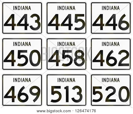 Collection Of Indiana Route Shields Used In The United States