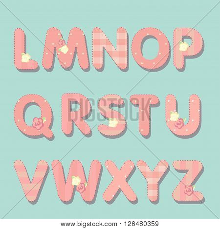 vector alphabet. shabby chic style. pink letters