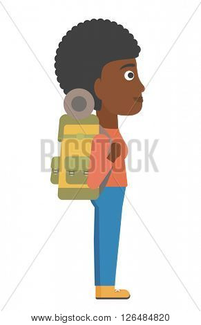 Woman looking at departure board.