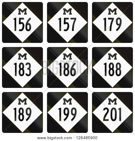 Collection Of Michigan Route Shields Used In The United States