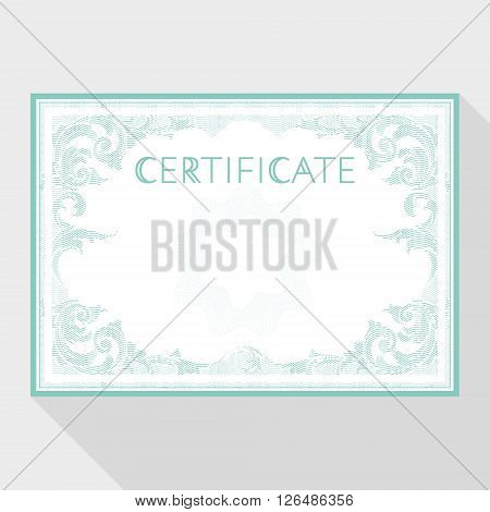 Certificate design template in baroque style horizontal format
