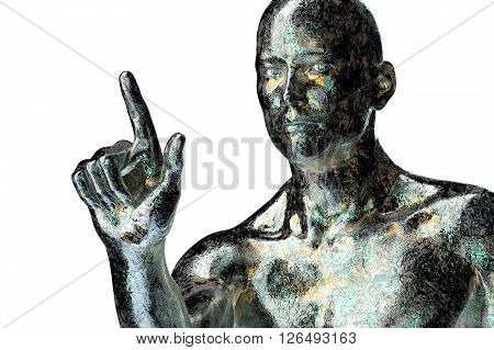 Electronic Man Or Male Cyborg On Binary Background