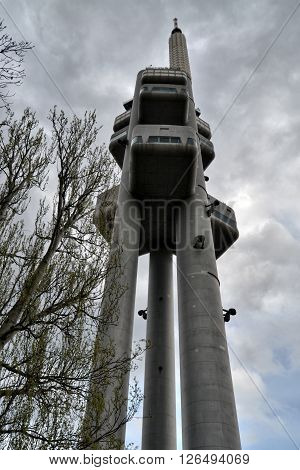 In Prague Zizkov Tower stands, which are installed statues of black babies crawling.