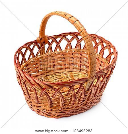 wicker basket isolated on white background