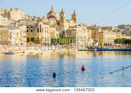 View of Senglea harbor one of the three cities Malta
