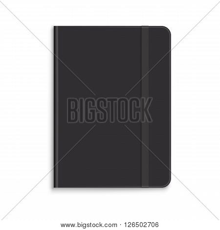 Black notebook 3d. Realistic vector illustration for identy design