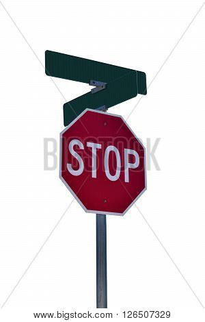 Stop sign with space for street names in corner.