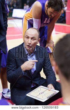 Bc Royal Hali Gaziantep Head Coach Aziz Bekir During A Timeout