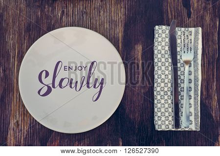 Retro Kitchen Elements On Wood Enjoy Slowly