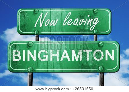 Now leaving binghamton road sign with blue sky