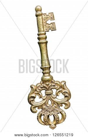 Old key isolated on white background.clipping path