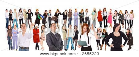 crowds and small groups of people -  of  