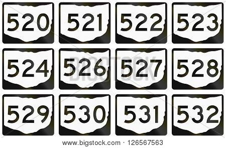 Collection Of Ohio Route Shields Used In The United States