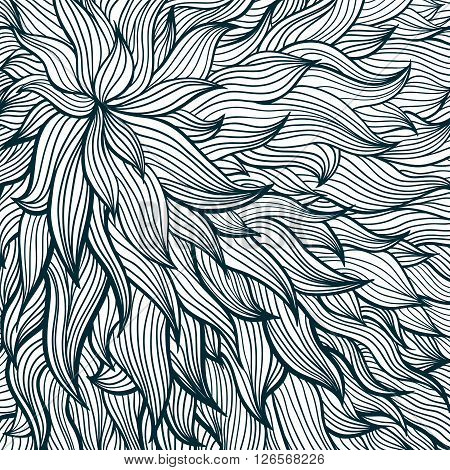 Hand-drawn floral pattern. Vector background of leaf.