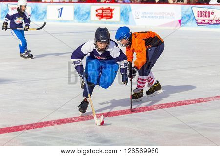 MOSCOW, RUSSIA - FEBRUARY 26, 2016: the final bandy tournament on Red Square