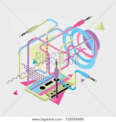 Abstract colored modern geometric background on the topic of music