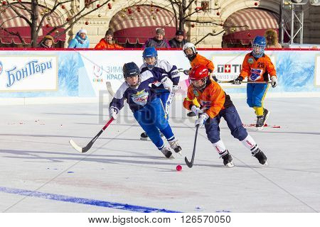 MOSCOW, RUSSIA - FEBRUARY 26, 2016: the final bandy tournament on Red Square