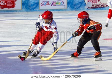 MOSCOW, RUSSIA - FEBRUARY 26, 2016: the final bandy tournament on Red Square