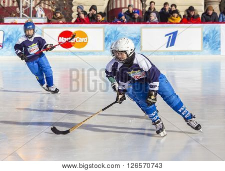 MOSCOW, RUSSIA - FEBRUARY 26, 2016: the final bandy tournament on Red Square