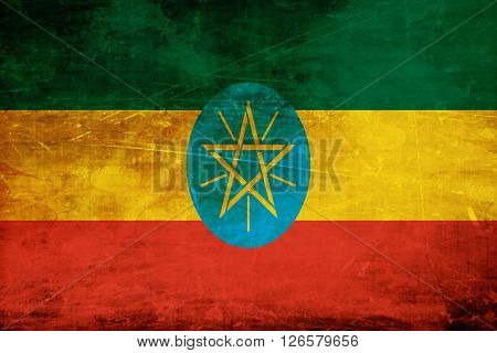 Ethiopia flag with some soft highlights and folds