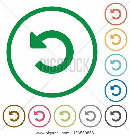 Set of Undo changes color round outlined flat icons on white background