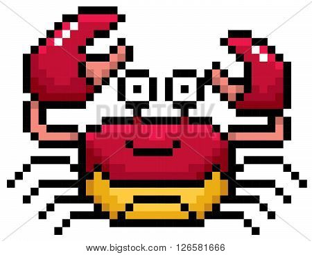 Vector illustration of Cartoon Crab - Pixel design