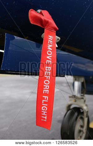 Red Remove before flight cover of the pitot tube