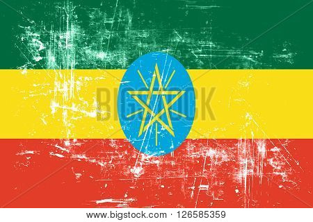 Ethiopia flag with some soft highlights and folds