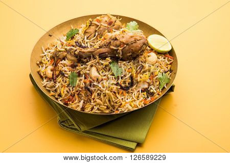 chicken biryani with leg piece, a favourite non veg dish in india