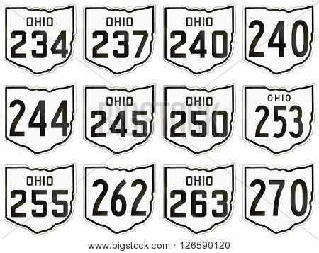 Collection Of Historic Ohio Route Shields Used In The United States