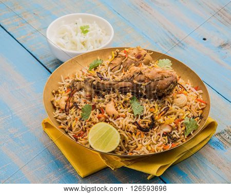 chicken biryani with leg piece, a favourite non veg dish in india