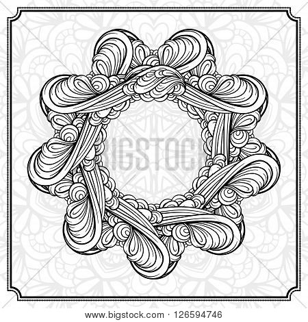 Vector absrtact floral elements black and white frame. EPS 8