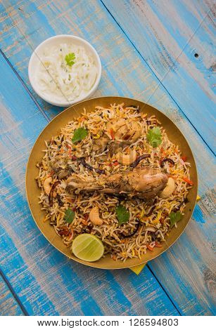 chicken biryani with leg piece, a favourite non veg dish in india