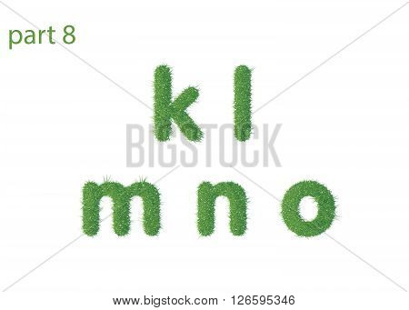 Small letter k l m n o texture green grass vector illustration