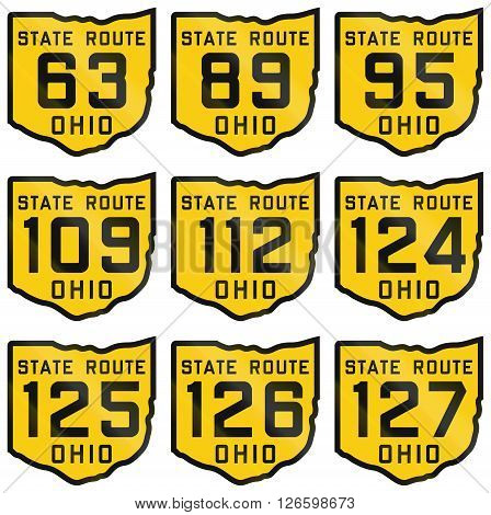 Collection Of Historic Ohio Route Shields From 1920 Used In The United States