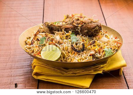 chicken biryani with leg piece, a favourite non veg dish in india