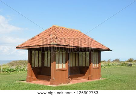 Seaside Shelter by coast in England Hunstanton UK