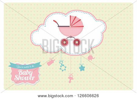 Cute Baby Shower Invitation Card Design Template