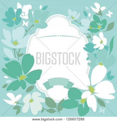 Floral background in pastel colors. Plate with border